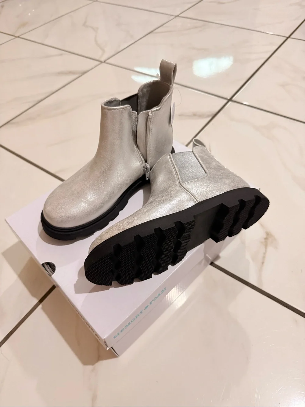 Sonoma Metallic Silver Kids Chelsea Lug Boots